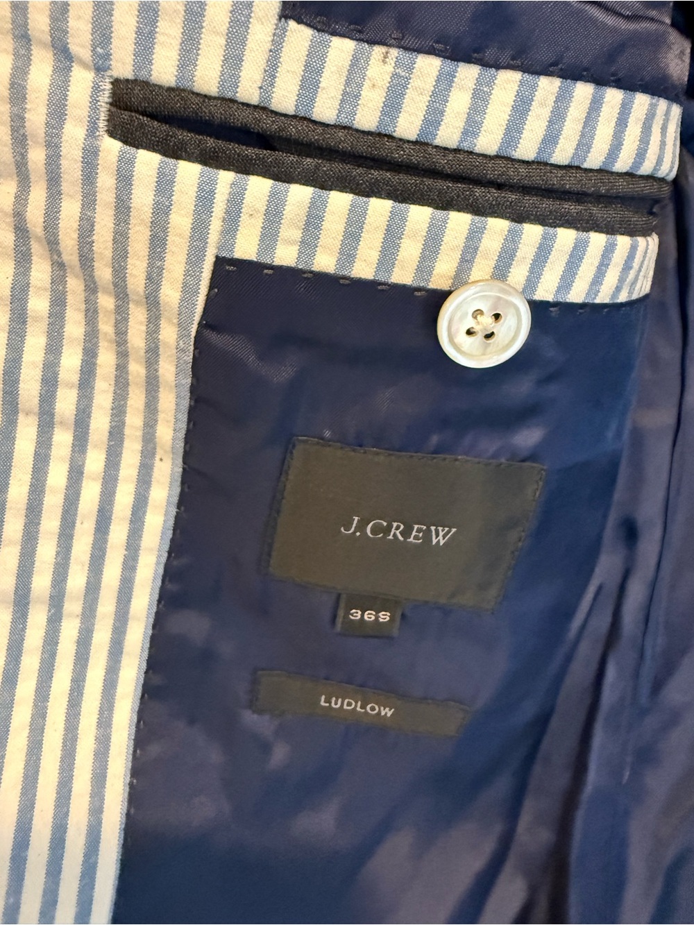 J. Crew Ludlow Fit Blue and White Seersucker Suit Jacket - Picture 7 of 15